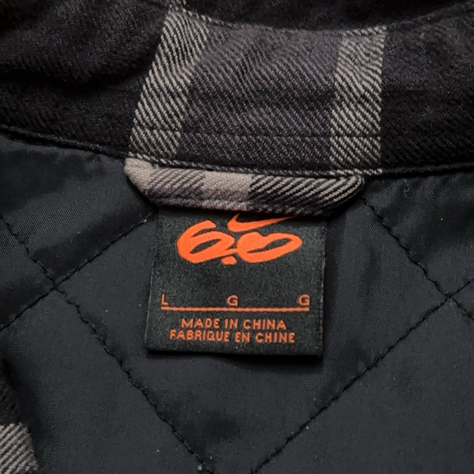 SACAI X NIKE Nike 6.0 Shacket Uomo L Camicia Giacca Trapuntata Isolata Bottone a Scatto Plaid Grigio