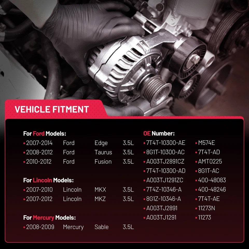 Alternador para Lincoln MKX 2007 08-2014 MKS MKZ Ford Edge Taurus 3,5 L 150A 11273 Foto 2 de 4