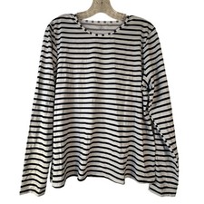 Lands' End Striped Long Sleeve Rash Guard Swim Shirt UPF Sun Protection L 14-16