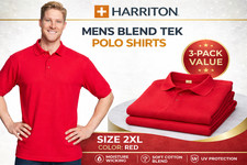 Harriton Men s Blend Tek Polo Shirts 3 Pack 2XL Red Moisture Wicking Performance