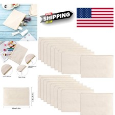 Blank Canvas Pouch Zipper Cosmetic Bag 16 Pack Beige Medium Travel Organizer