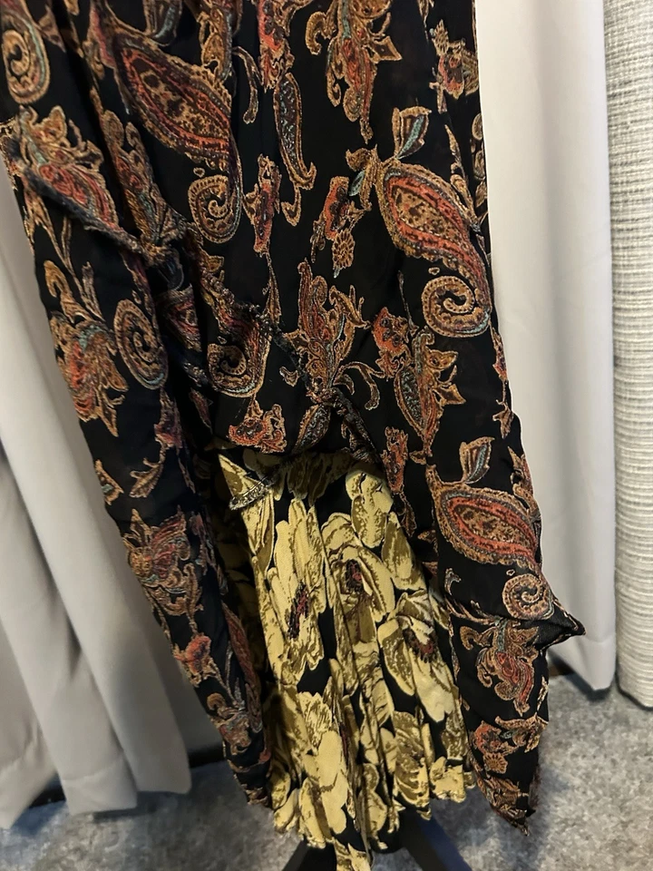 复古女式 Sarah Arizona 双面花卉长裙 S 黑色仙女哥特 — 第 3/4 张图片