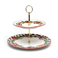 Mackenzie Childs Deck the Halls dulce postre nivel soporte 10.5"x9" ¡NUEVO EN CAJA!