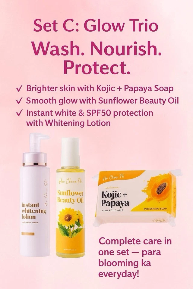 Her Choice Ph Premium Skincare Set, Kojic Papaya Soap, Sunflower Beauty Oil