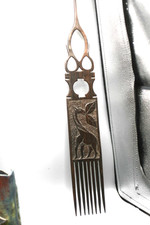 Vintage African Wooden Hair Comb Afro Pick - Overall length is 17 3/4" GA