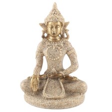 .Meditating Seated Buddha Statue Carving Figurine Craft For Home Decoration