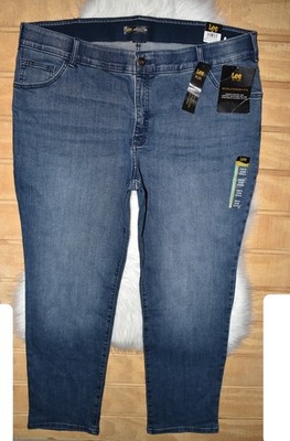 Lee Womens Flex Motion Regular Fit Straight Leg Jeans Elastic Waist Sz 22WM NEW