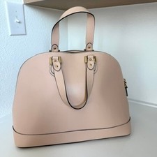 ALBERTA DI CANIO Leather Satchel Nude Beige D...