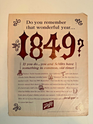Vintage Advertising   1965   Look Magazine   Schlitz Beer   13.25  x 10.25 