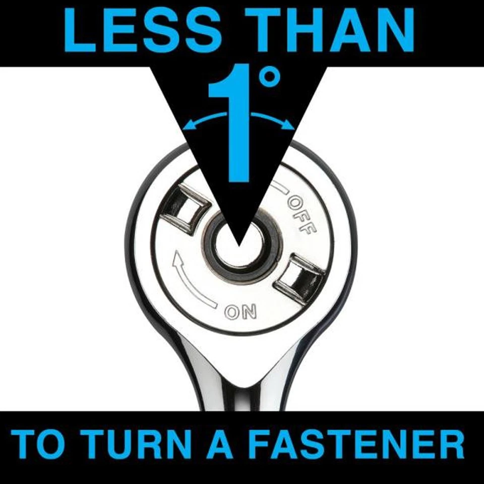 Zero Degree 1/2" Inch Drive Gearless Ratchet Nickel Plated 1" Turning Arc 38152 - Image 3 of 4