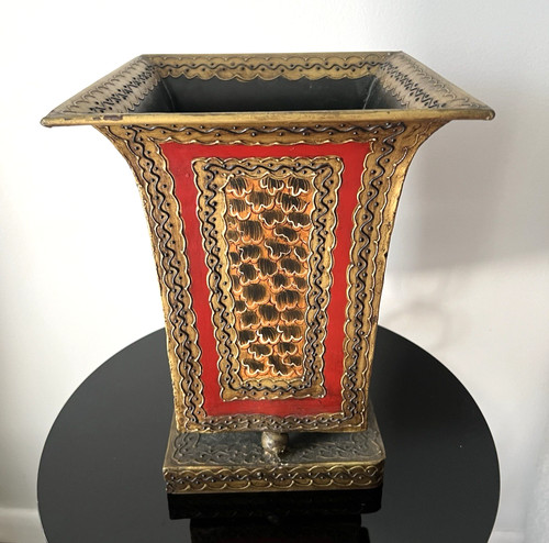 Waste Basket Decorative Trash Can Elegant Wastebasket West Palm Potteries RARE