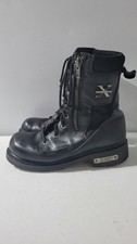 Xelement Black Leather Motorcycle Boots Side Zipper Mens Size 9