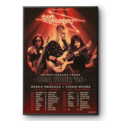 Adrian Vandenberg My Whitesnake Years USA Tour 2026 Poster Rock Wall Art