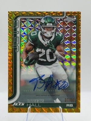 2025 Topps Chrome Breece Hall Auto # /50 Gold Geometric Refractor Jets Variation