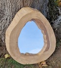 LIVE EDGE Wooden Slice Mirror with a natural frame Handmade 19" Tall Lovely Item