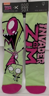 Invader Zim Odd Sox Crew Socks 6-13 New /w Tags Nickelodeon