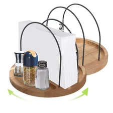2 Pcs Napkin Holder for Table Rotating Metal Napkin Dispenser with Salt and P...