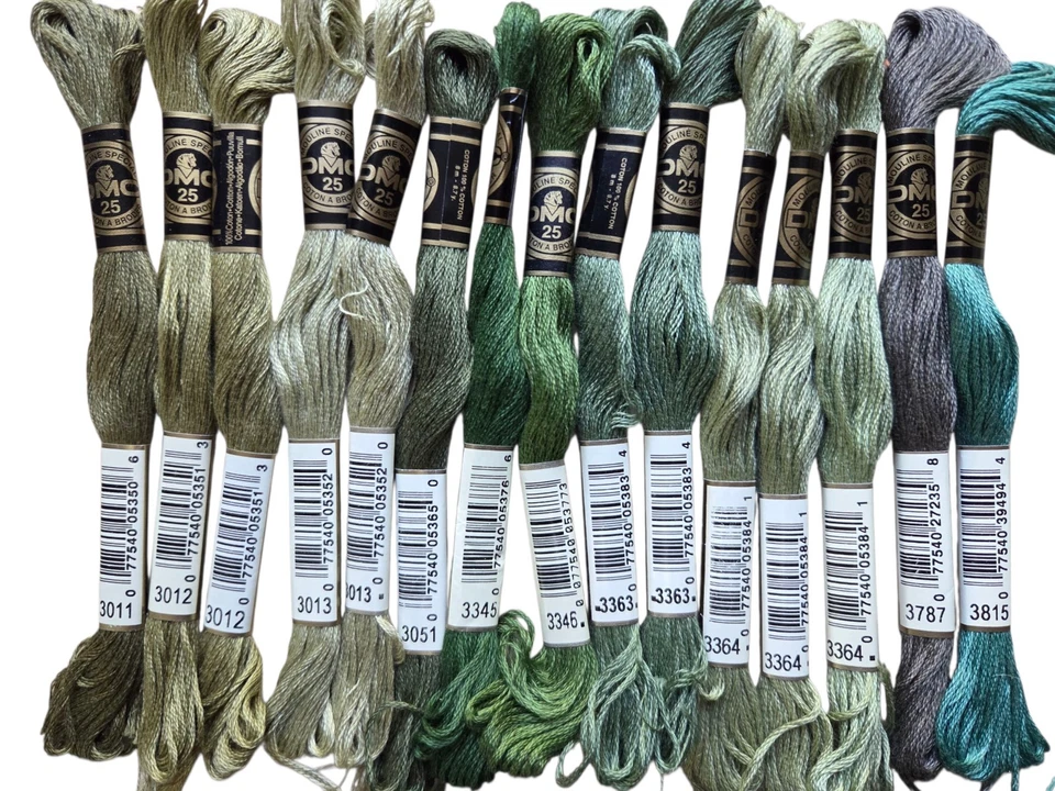 DMC 30 Skeins 4 Anchor 40+ Extras Assorted Green Floss Cotton - Image 4 of 4