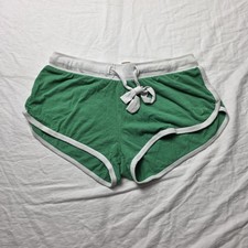 OP Ocean Pacific Cotton Short Shorts S 3-5 Green White Y2K Beach