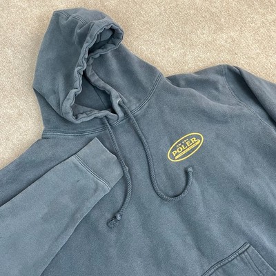 Poler Stuff Camp Vibes Hoodie Men's L Blue Fleece Lined Raglan Sleeve Drawstring