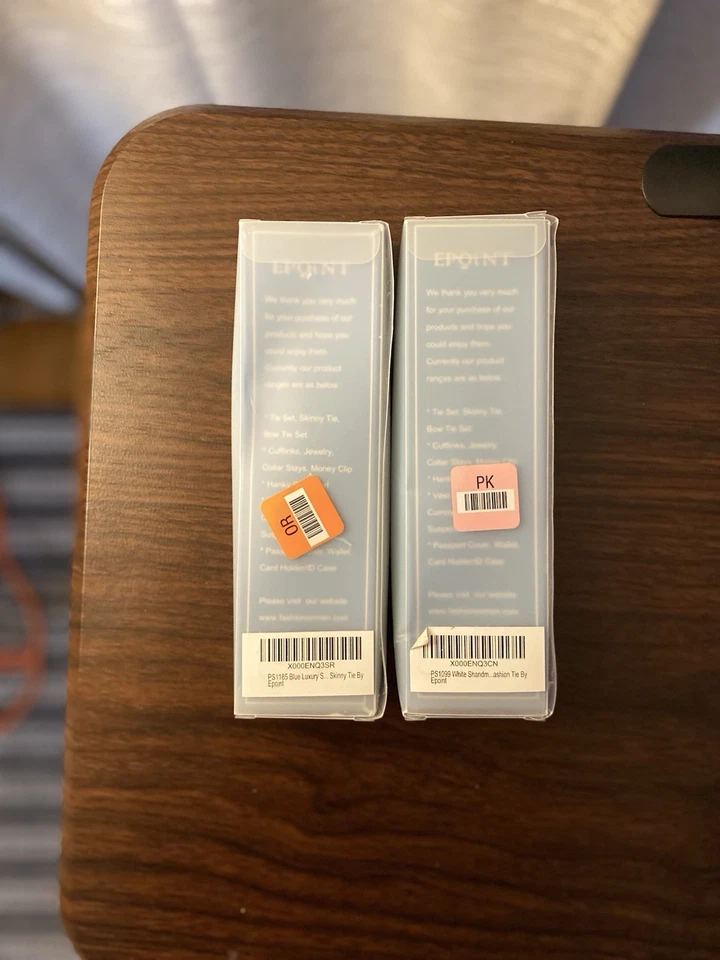 Juego de 2 corbatas de seda Epoint - Corbatas de lujo blancas y azules - Regalo formal de negocios Foto 2 de 3