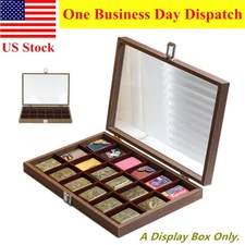 Lighter Collector's Case Walnut Wooden Display Box Holds 18 pcs Lighters