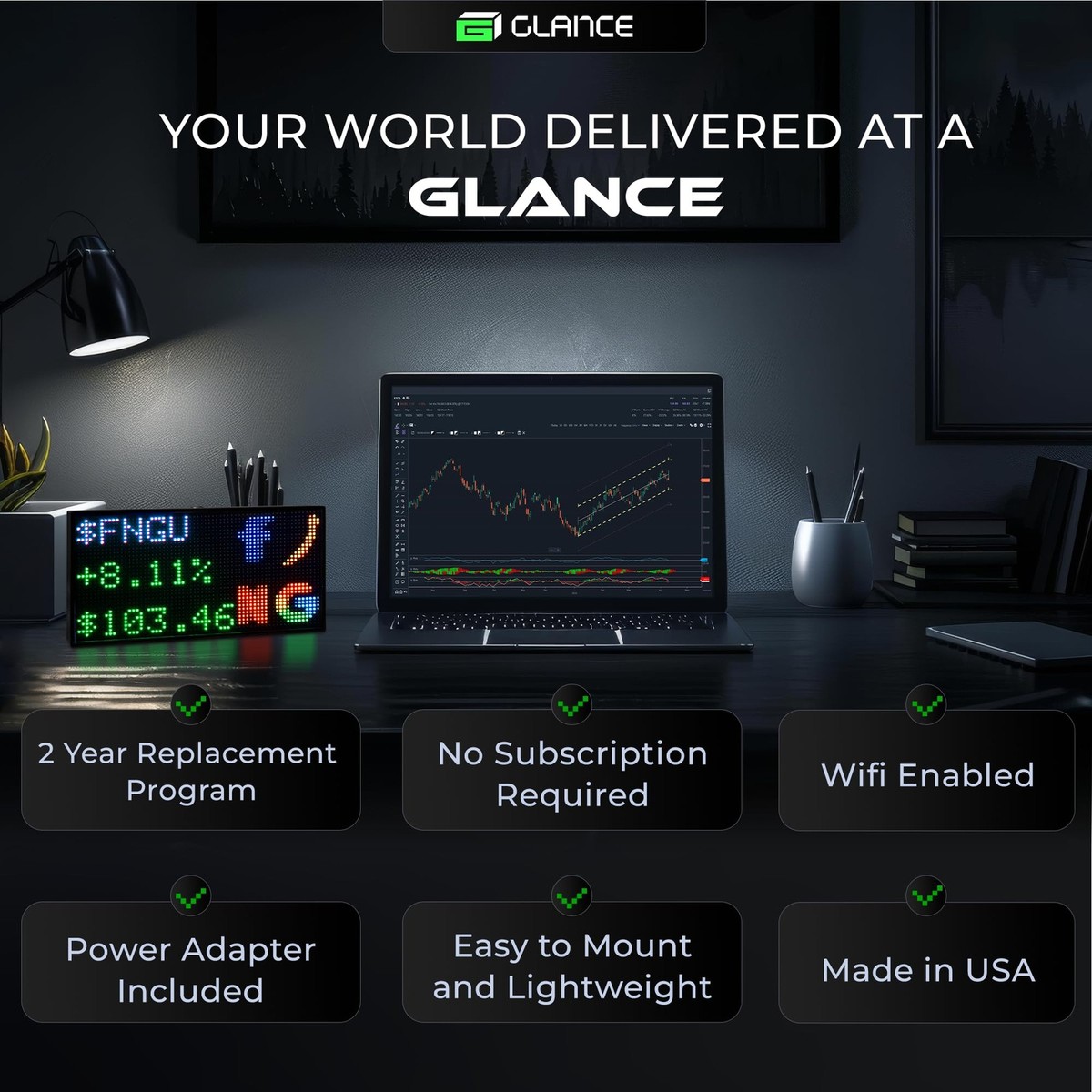 Glance LED Ticker - Customizable LED Display Sports Ticker, LED