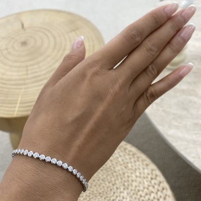 Bracelet White Gold 1.6ct F/VS2 Round Brilliant Cut Lab Created Diamond Gift
