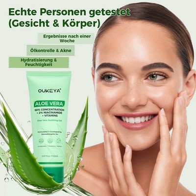OUKEYA Aloe Vera 98% Bio Gel mit 2% Niacinamid Beruhigendes Feuchtigkeitscreme