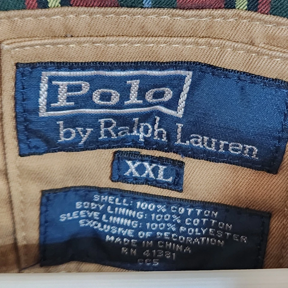 Куртка Polo Ralph Lauren XXL желтовато-коричневая Harrington в клетку с подкладкой хлопковая на молнии спереди - Изображение 2 из 4
