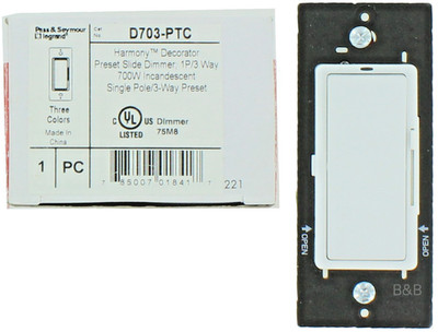 P&S  D703-PTC Harmony  Decorator Preset Slide Dimmer 700W Incand. Multi-color