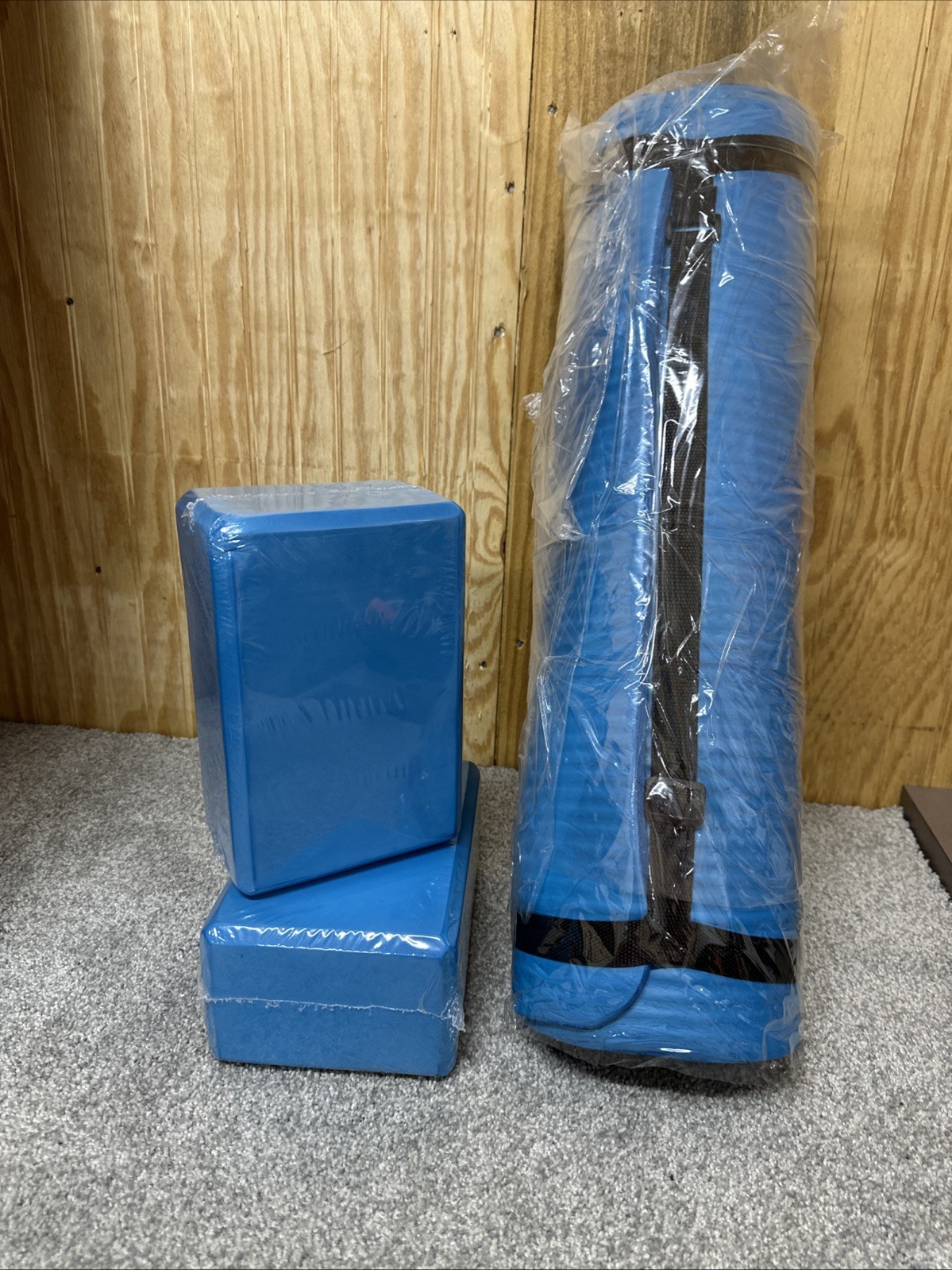 Thick Gym Exercise Mat Yoga Mat Pilates Workout Pad  With Two Blocks And Strap