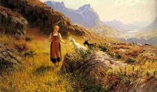 Dahl Hans An Alpine Landscape With A Shepherdess And Goals 5 A4 Print