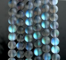 New 12mm Gray Mystic Aura Quartz Gemstone Matte Titanium Round Loose Beads 15''