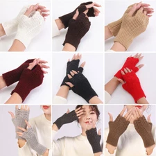 Gloves Half Finger Elastic Short Soft Warm Wool Knitted Mittens Solid  