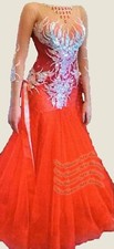 B7812 Women Ballroom Tango Waltz foxstep standard dance dress US 8 UK 10 Red