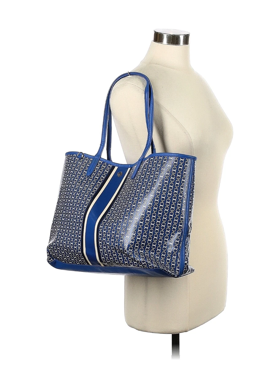 TORY BURCH Blue White Stripe Gemini Link Tote Bag