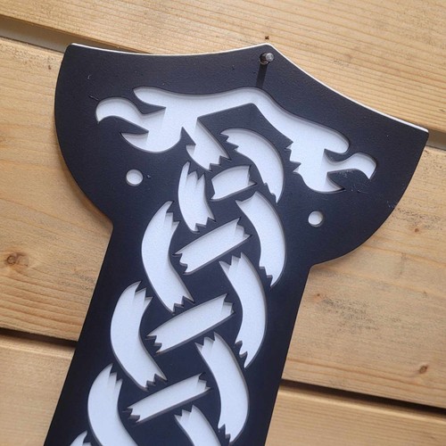 Large 3D Viking Thor Hammer Nordic Sign Wall art Door Hanging Plaque Painted - Picture 6 of 10
