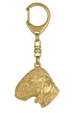 Bedlington Terrier, Rothbury Terrier, Rodbery Terrier - Gilded key ring with dog
