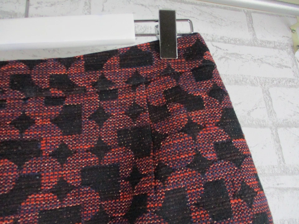 Marcs womens pencil skirt red black blue print 8 metallic - Image 2 of 4