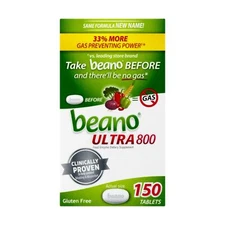 Beano Food Enzyme Dietary Supplement Help Digest Gas Causing Foods 150 Tablets