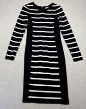 Country Road Ladie's Pencil Dress Black & Cream Striped Office Work Size XXS