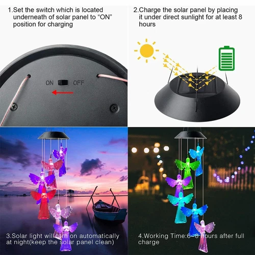 Solar Mobile Lights Hanging Wind Chime, Color Changing Outdoor Solar Garden - Picture 7 of 7