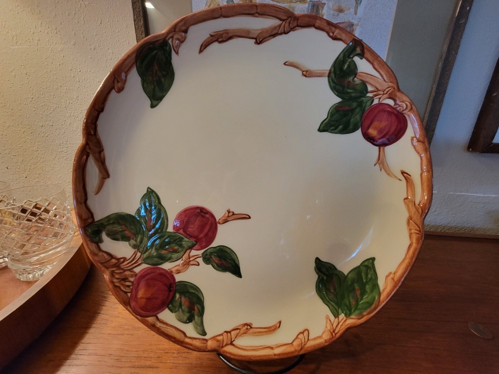 Franciscan Hand Decorated Apple Small Chop Plate 12 Inch Made in USA