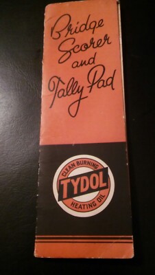 Tydol Heizölbrücken-Scorer & Tally Pad. 30er Jahre Tydol Werbung Stegauflage