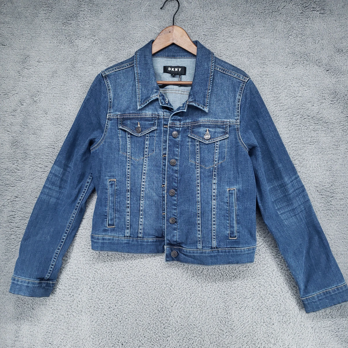 Vintage 90s DKNY Jeans Womens Denim Jacket Blue Croppped Hip Hop Western M