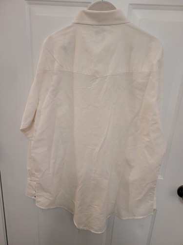 Ely Cattleman CREAM Wrinkle Resistant Long Sleeve Pearl Snap Cream Shirt XL NWT - Picture 2 of 18