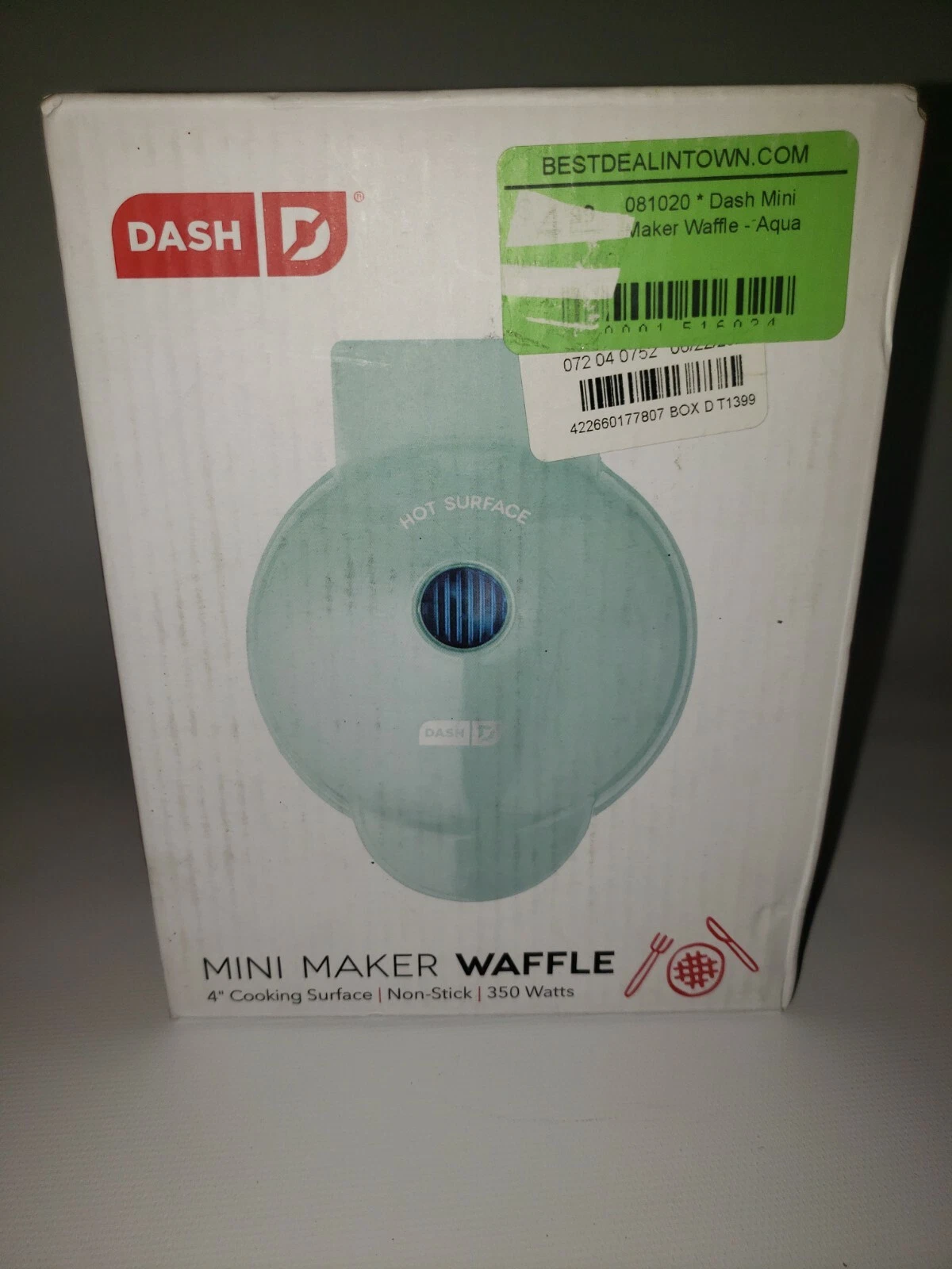 Dash Mini 4" Waffle Maker Non Stick 350 Watts Aqua (C4)