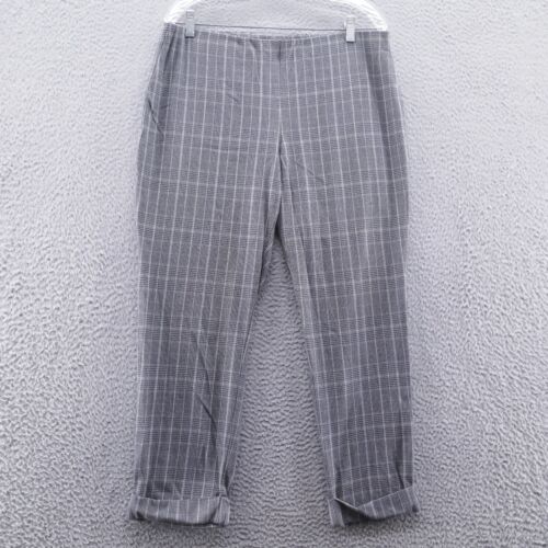 J Jill Damen Premium Bi-Stretch Knöchelhose 14 grau weiß kariert zum Überziehen bequem