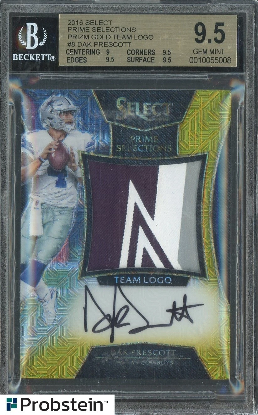 Dak Prescott Panini Select Prime Selections Nameplate Autograph #PSDP Gold Prizm Team Logo